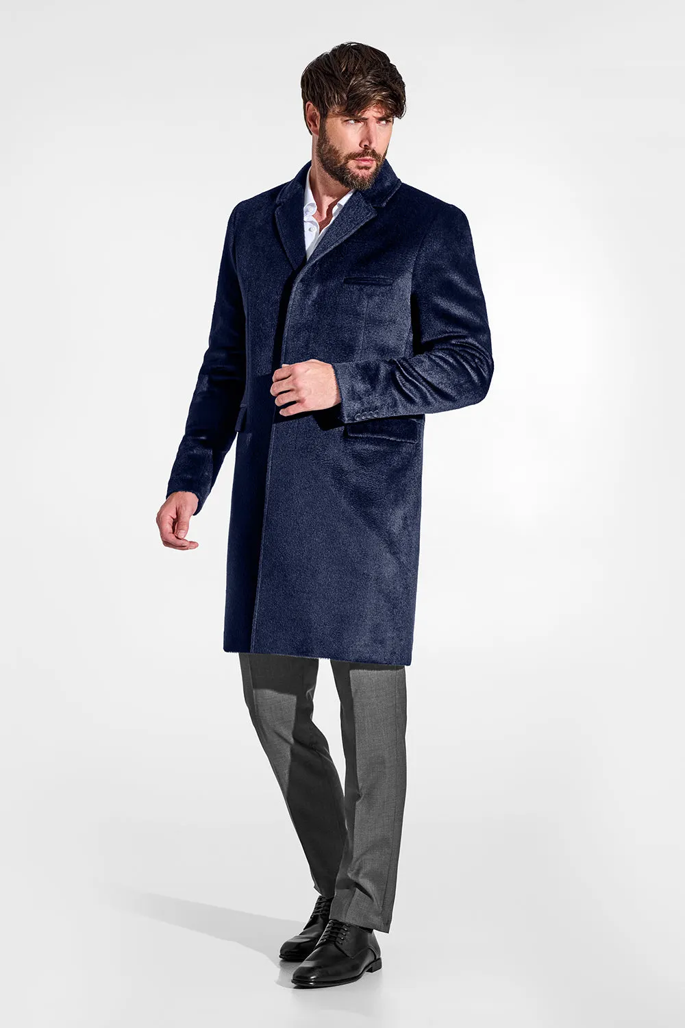 Suri Alpaca Notched Lapel Overcoat