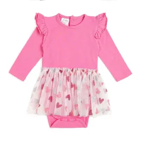 Sweet Wink - Glitter Hearts Long Sleeve Tutu Bodysuit