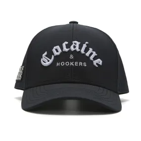 TOUR PRO Cocaine & Hookers Golf Hat in Black with Curved Brim