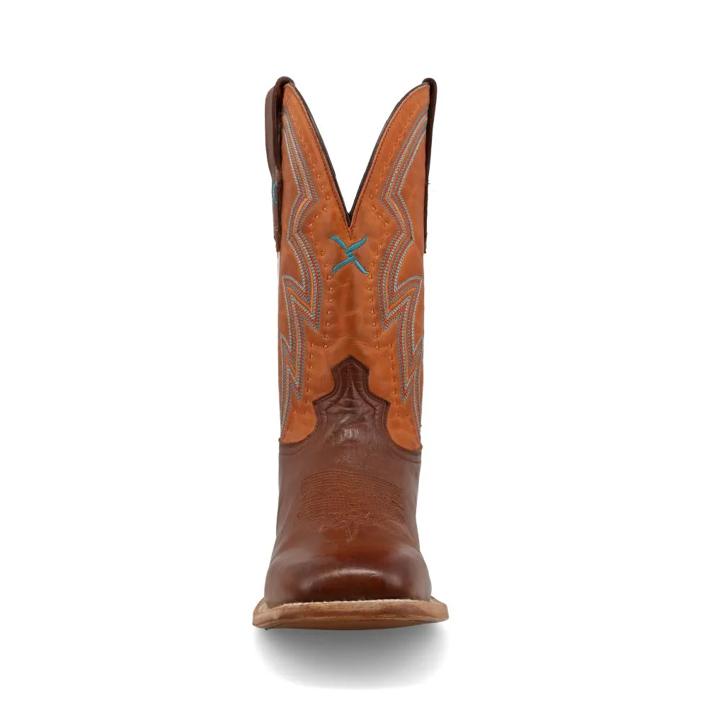 'Twisted X' Men's 12 Rancher Western Square Toe - Brunette & Pumpkin