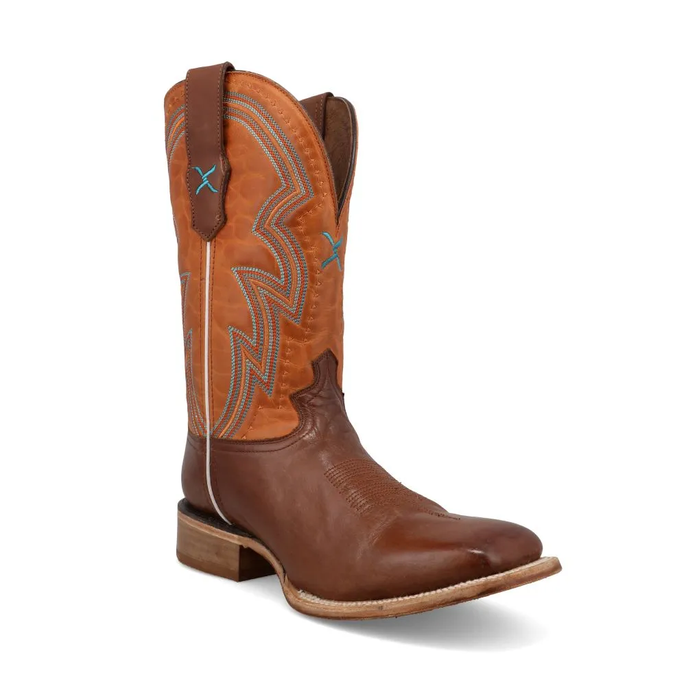 'Twisted X' Men's 12 Rancher Western Square Toe - Brunette & Pumpkin