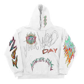 UP IN FLAMES HOODIE WHITE