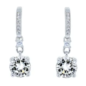 Valerie 18k White Gold Plated Drop Earrings with CZ Crystals