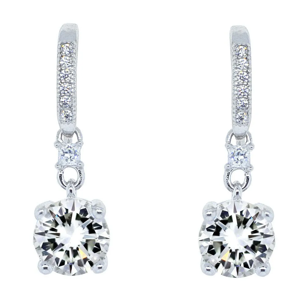 Valerie 18k White Gold Plated Drop Earrings with CZ Crystals