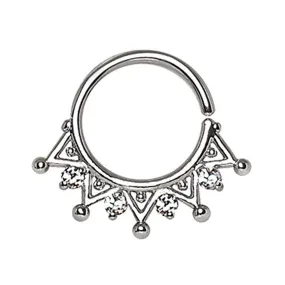 WildKlass 316L Stainless Steel Royal Ornate Seamless Ring/Septum Ring