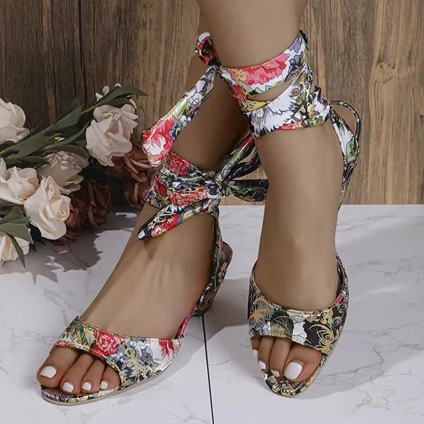 Women's Casual Flower Fish Mouth Wedge Strappy Sandals 92723976S