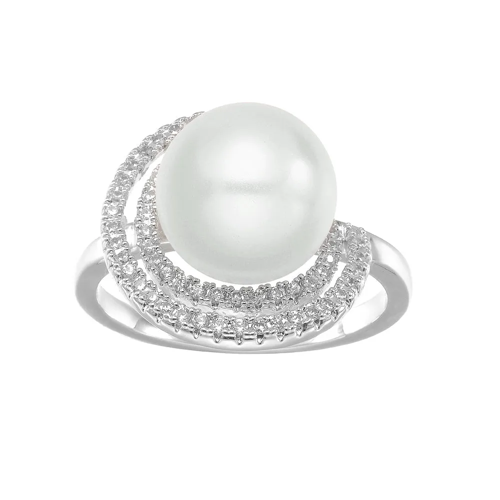 Women's Fashion CZ Pearl Ring